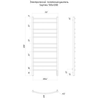 Электрический полотенцесушитель Ravak Septima 50x120 X04000083724 ТЭН справа Хром